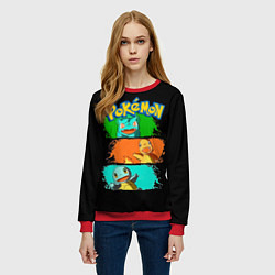 Свитшот женский Стартовые покемоны - Pokemon, цвет: 3D-красный — фото 2