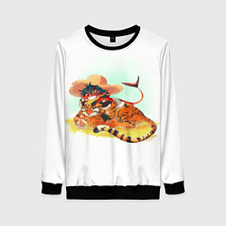 Свитшот женский Тигр и Акула, цвет: 3D-черный