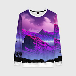 Свитшот женский Горы Закат Аниме, цвет: 3D-белый