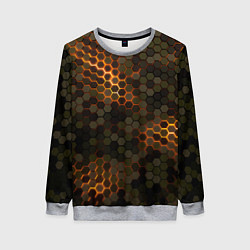 Свитшот женский СТАЛЬНОЙ КАМУФЛЯЖ 3Д БРОНЯ СВЕЧЕНИЕ, цвет: 3D-меланж