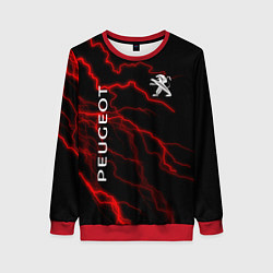 Свитшот женский Peugeot: Разряд молнии, цвет: 3D-красный