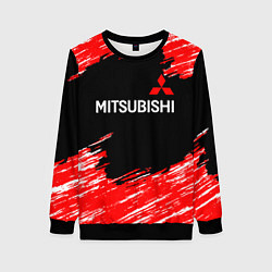 Свитшот женский Mitsubishi размытые штрихи, цвет: 3D-черный