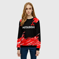 Свитшот женский Mitsubishi размытые штрихи, цвет: 3D-черный — фото 2