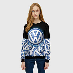 Свитшот женский Volkswagen Большое лого паттерн, цвет: 3D-черный — фото 2