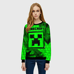Свитшот женский MINECRAFT - Зеленый Крипер, цвет: 3D-черный — фото 2