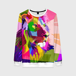 Свитшот женский Lion abstraction, цвет: 3D-белый