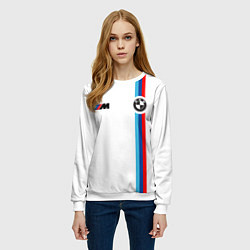 Свитшот женский БМВ 3 STRIPE BMW WHITE, цвет: 3D-белый — фото 2