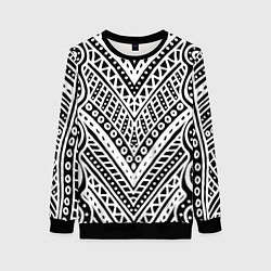 Женский свитшот Абстракция черно-белая Волны, полосы, вензеля Моно