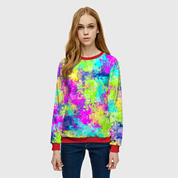 Свитшот женский Пиксельный камуфляж Диско 3, цвет: 3D-красный — фото 2
