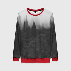Свитшот женский Туманный лес - туман, цвет: 3D-красный