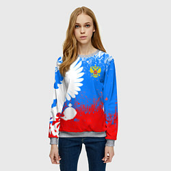 Свитшот женский Я русский герб, цвет: 3D-меланж — фото 2