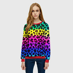 Свитшот женский Leopard Pattern Neon, цвет: 3D-красный — фото 2