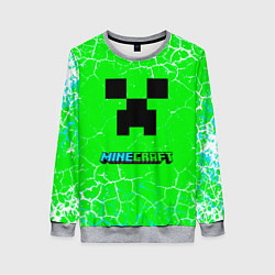 Свитшот женский Minecraft зеленый фон, цвет: 3D-меланж