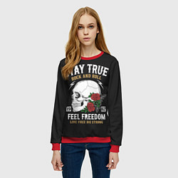 Свитшот женский Сила в правде, а правда в рок-н-ролле!, цвет: 3D-красный — фото 2