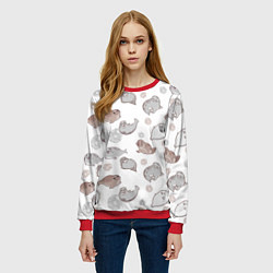 Свитшот женский Милые тюлени, цвет: 3D-красный — фото 2