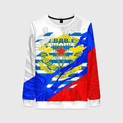 Свитшот женский РОССИЙСКИЙ ТРИКОЛОР - ФОРМА ВДВ РАЗРЫВ, цвет: 3D-белый