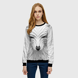 Свитшот женский Волк - белый, цвет: 3D-черный — фото 2