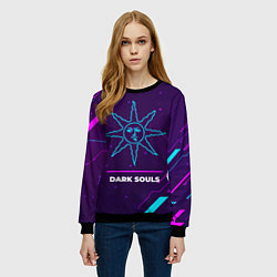 Свитшот женский Символ Dark Souls Sun в неоновых цветах на темном, цвет: 3D-черный — фото 2