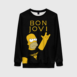 Свитшот женский Bon Jovi Гомер Симпсон Рокер, цвет: 3D-черный