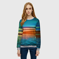 Свитшот женский Море с размытым фоном, цвет: 3D-меланж — фото 2