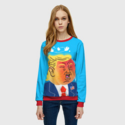 Свитшот женский Дональд Трамп и Твиттер, цвет: 3D-красный — фото 2