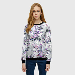 Свитшот женский Цветы Серый Букет, цвет: 3D-черный — фото 2
