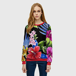 Свитшот женский Floral vanguard composition Летняя ночь Fashion tr, цвет: 3D-красный — фото 2