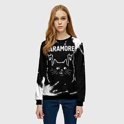 Свитшот женский Группа Paramore и Рок Кот, цвет: 3D-черный — фото 2