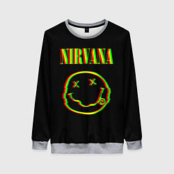 Свитшот женский Nirvana глитч, цвет: 3D-меланж