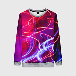 Женский свитшот Неоновые линии и фонари - Красный