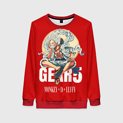 Свитшот женский ЛУФФИ 5 ГИР ONE PIECE На луне, цвет: 3D-красный