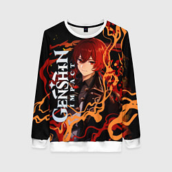 Свитшот женский Дилюк-полуночный герой, цвет: 3D-белый