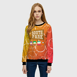 Свитшот женский Южный Парк - на фоне кружков, цвет: 3D-черный — фото 2