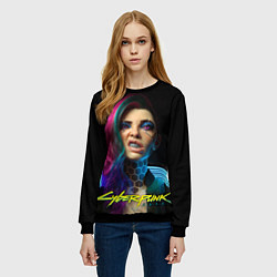 Свитшот женский Cyberpunk - girl grillz, цвет: 3D-черный — фото 2