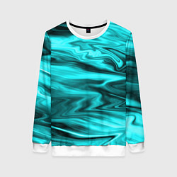 Женский свитшот Неоновый бирюзовый мраморный узор