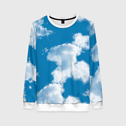 Свитшот женский Небо в облаках, цвет: 3D-белый