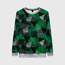 Свитшот женский Зеленый, серый и черный геометрический, цвет: 3D-меланж