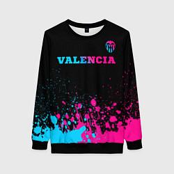 Свитшот женский Valencia - neon gradient: символ сверху, цвет: 3D-черный