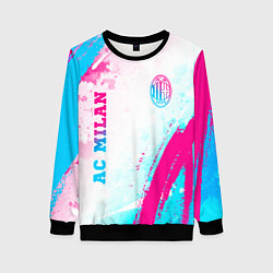 Женский свитшот AC Milan neon gradient style: символ и надпись вер