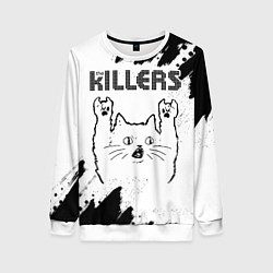 Свитшот женский The Killers рок кот на светлом фоне, цвет: 3D-белый