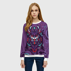 Свитшот женский Японский стиль- узорная маска, цвет: 3D-белый — фото 2