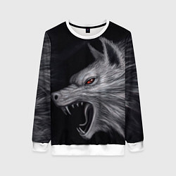 Свитшот женский Агрессивный волк, цвет: 3D-белый