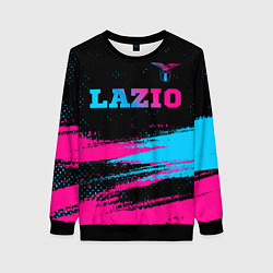 Свитшот женский Lazio - neon gradient: символ сверху, цвет: 3D-черный