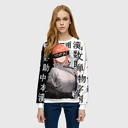 Свитшот женский Макима Chainsaw Man Иероглифы, цвет: 3D-белый — фото 2