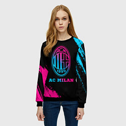 Свитшот женский AC Milan - neon gradient, цвет: 3D-черный — фото 2