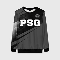Свитшот женский PSG sport на темном фоне: символ сверху, цвет: 3D-черный