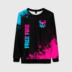 Женский свитшот Free Fire - neon gradient: символ и надпись вертик