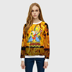 Свитшот женский Гомер Симпсон - соло на гитаре!, цвет: 3D-белый — фото 2