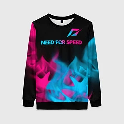 Свитшот женский Need for Speed - neon gradient: символ сверху, цвет: 3D-черный