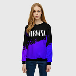 Свитшот женский Nirvana purple grunge, цвет: 3D-черный — фото 2